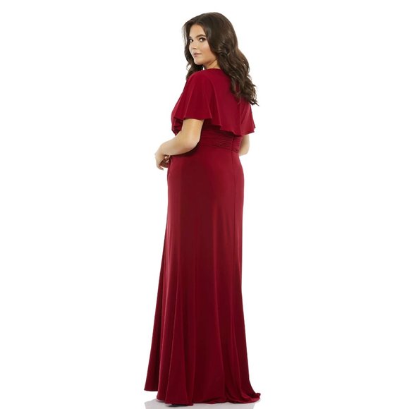 Mac Duggal Twist Waist Jersey Gown (Plus) in Deep Red Size 22W - Picture 3 of 12